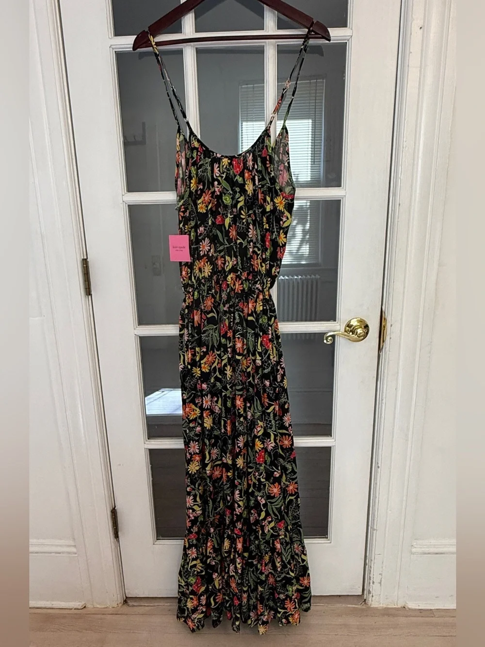 KATE SPADE Women's Black Multicolor Floral Print Sleeveless Maxi Dress Size M